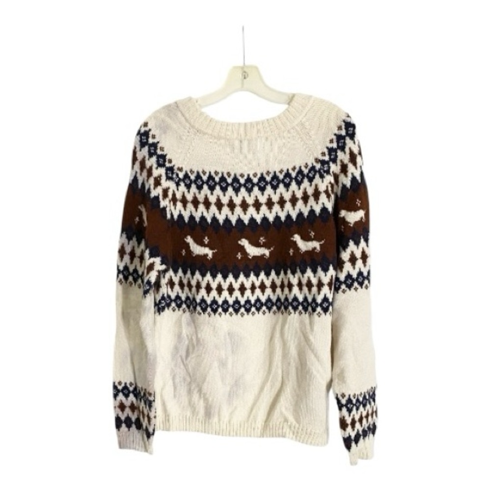 Rachel Antonoff Hot Dog Sweater Cream Fair Isle Pullover Alpaca Wool Medium - Picture 6 of 11